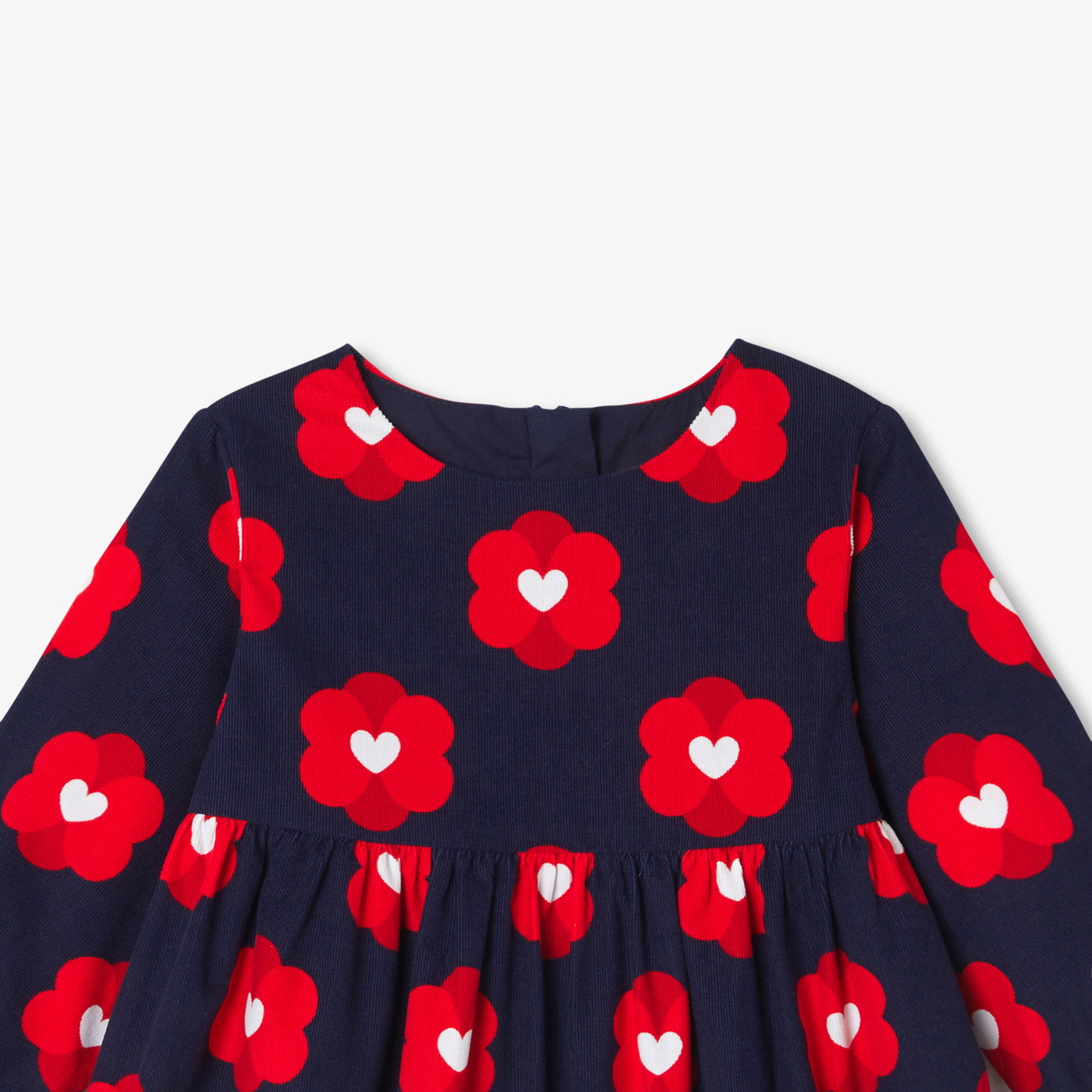 Baby girl dress in velvet milleraies - marine/multico