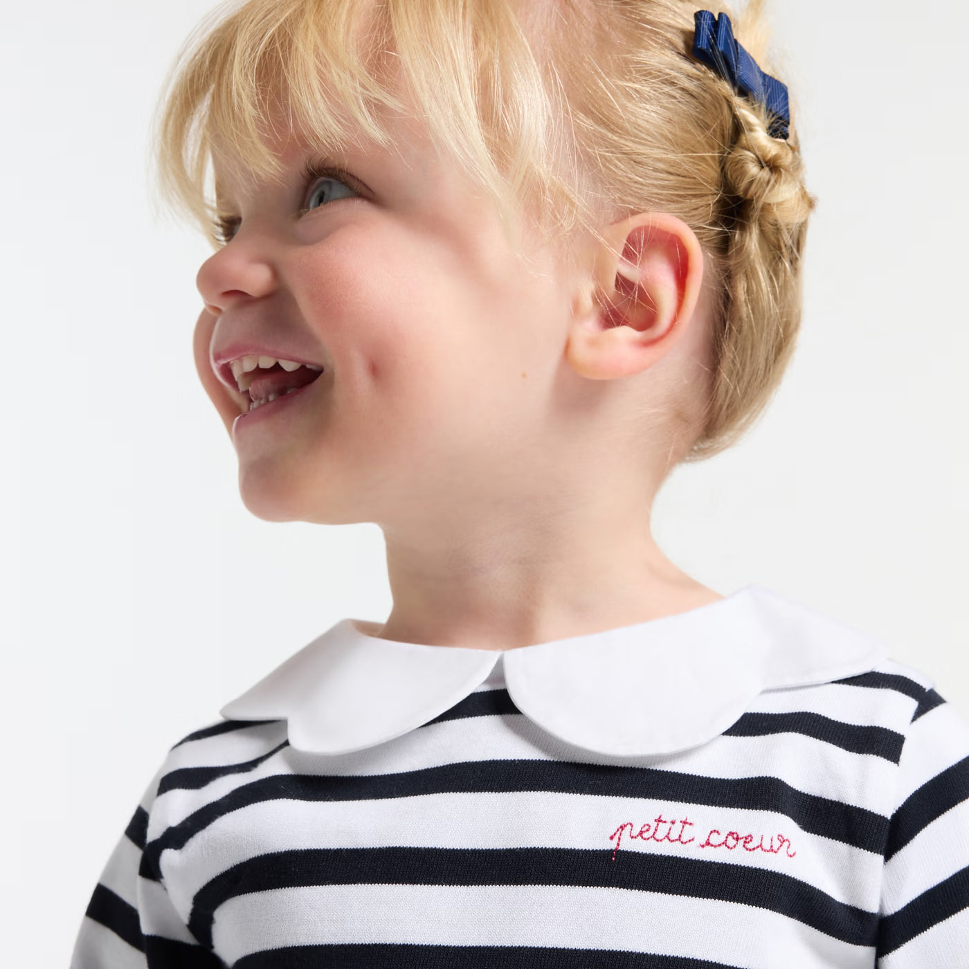Baby girl Breton tee - blanc/marine