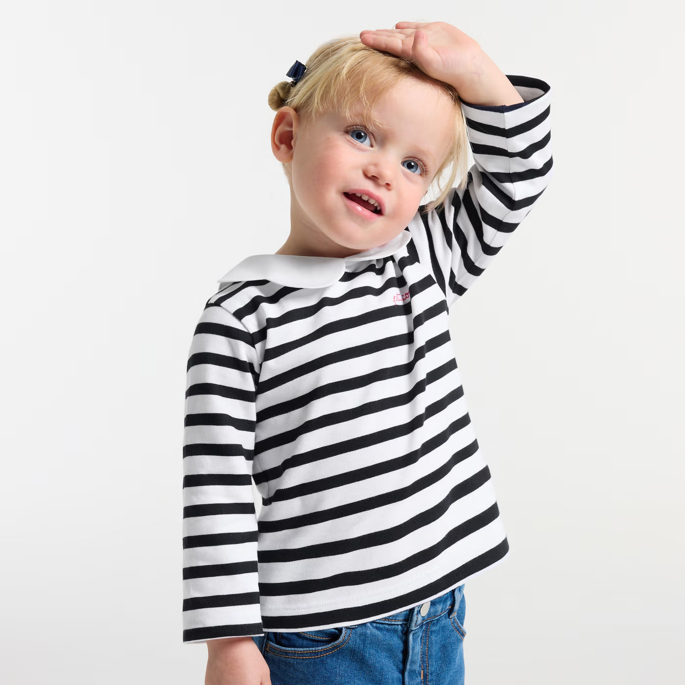 Baby girl Breton tee - blanc/marine