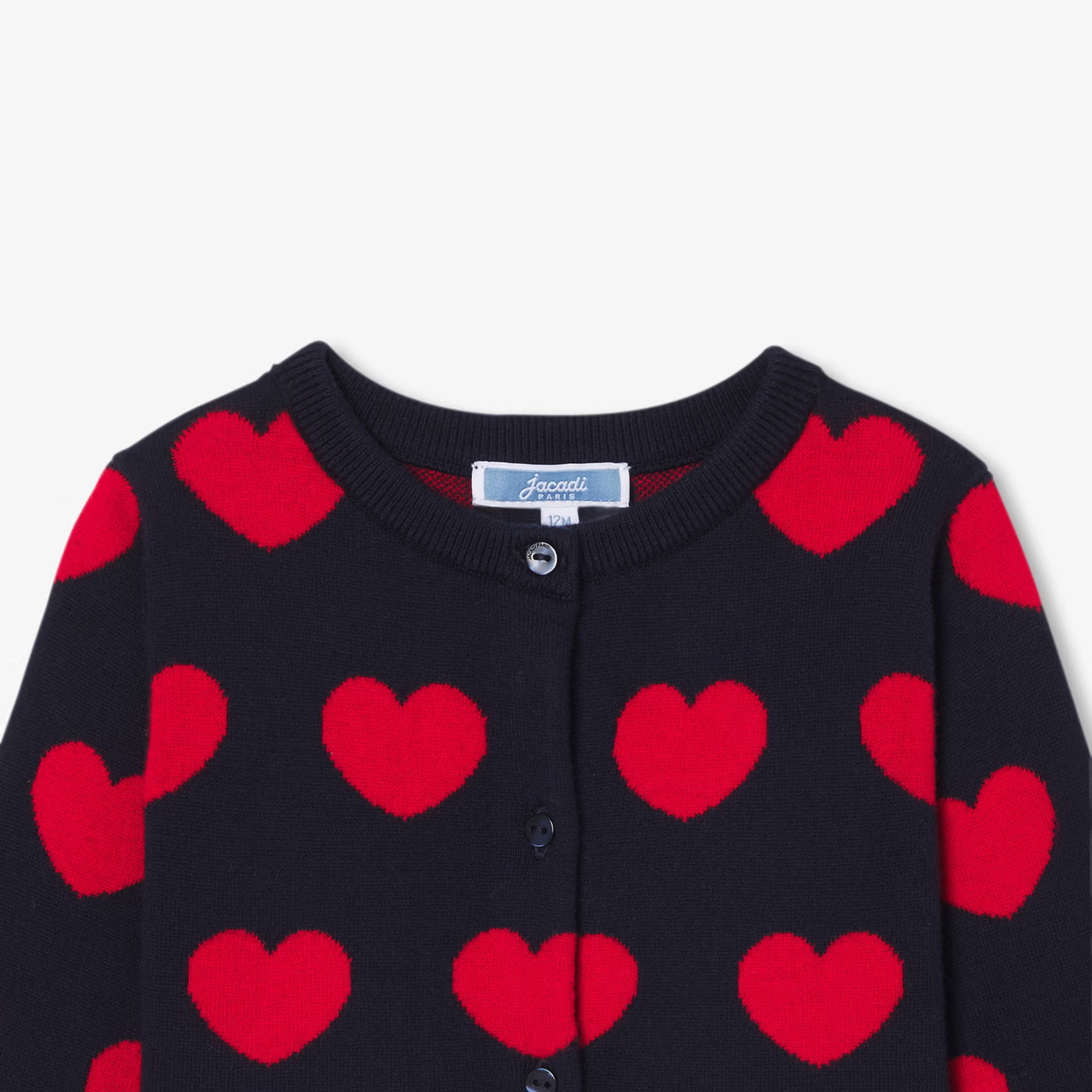Baby girl heart cotton cardigan - marine/rouge