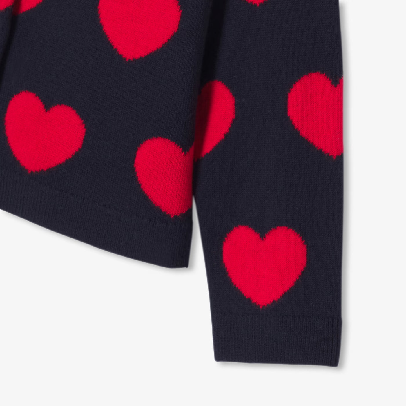 Baby girl heart cotton cardigan - marine/rouge