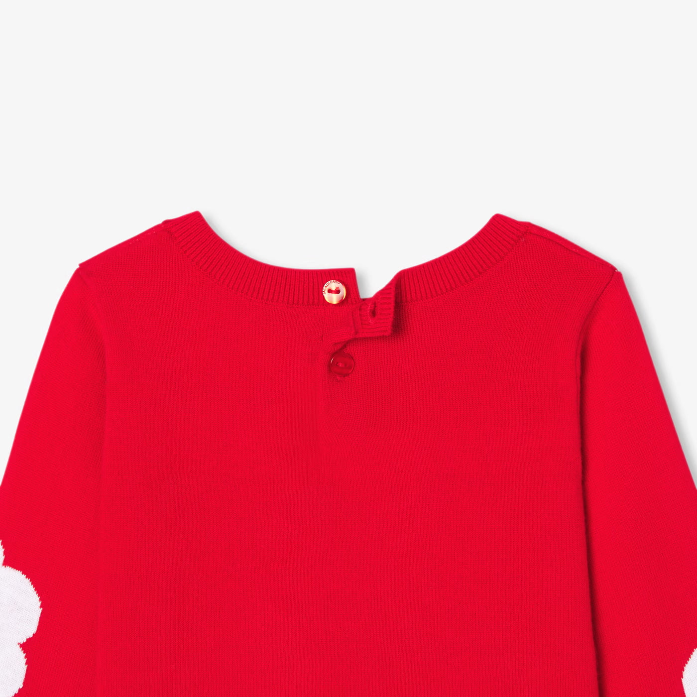 Baby girl cotton jacquard flower sweater - coquelicot