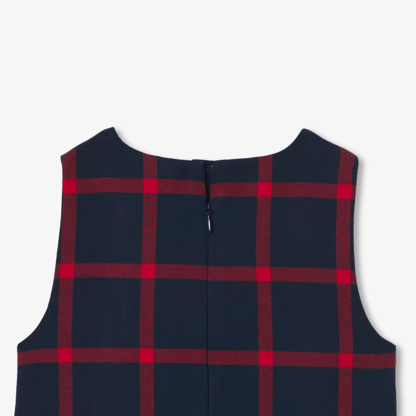 Girl pinafore dress in flannel - marine/rouge