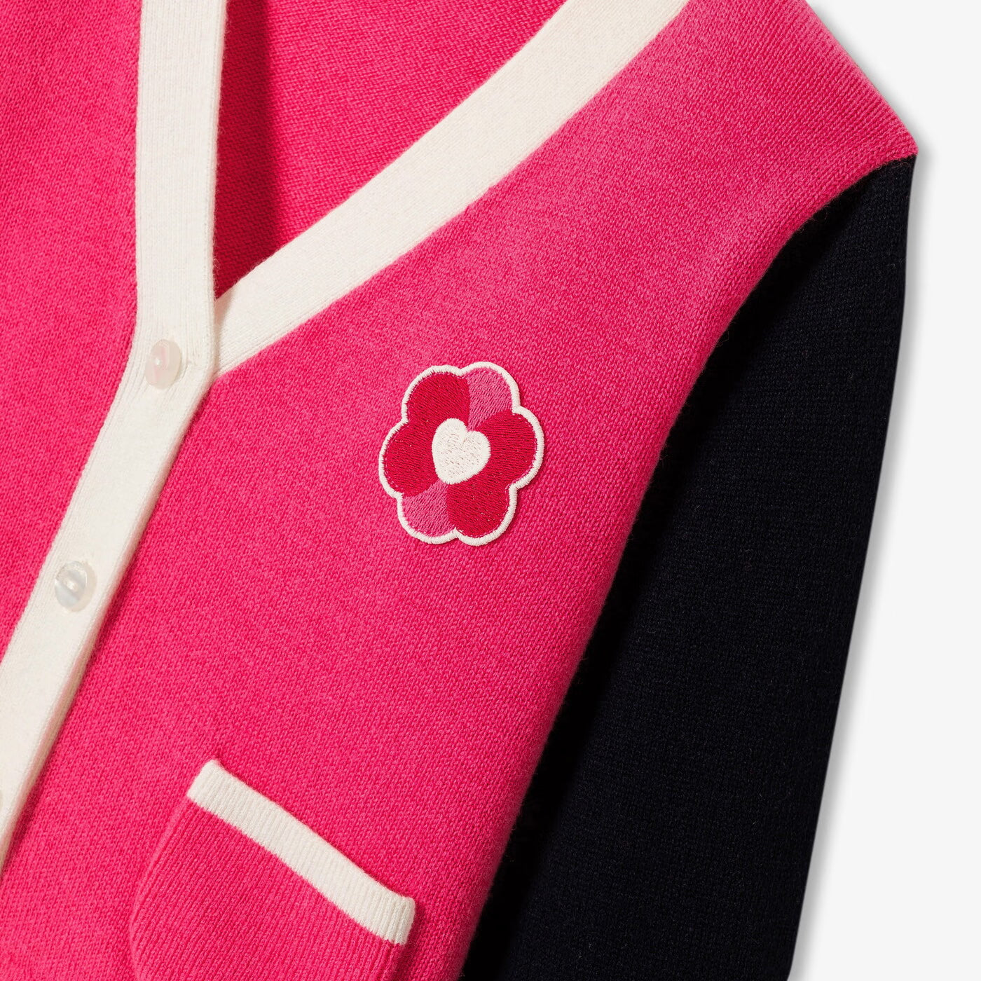 Girl colour block cardigan - geranium