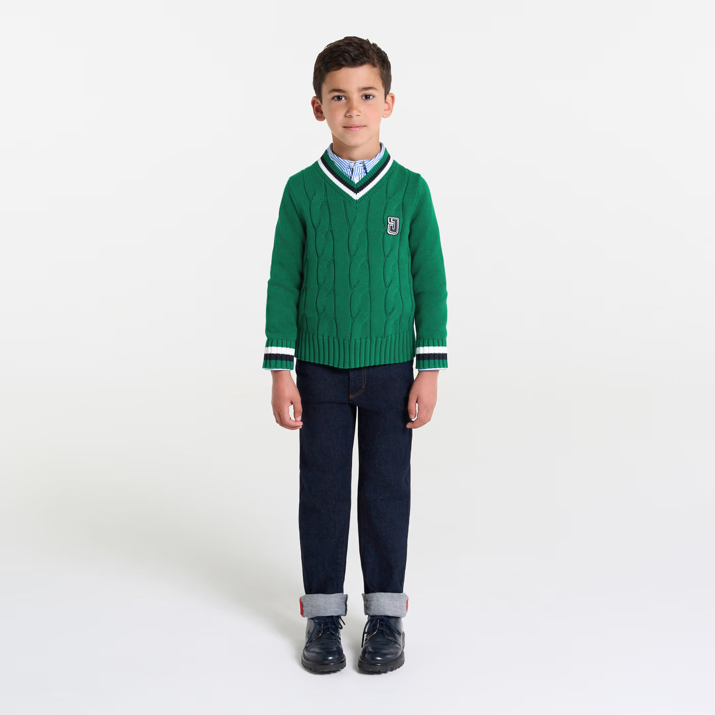 Children cotton cricket sweater - vert fonce