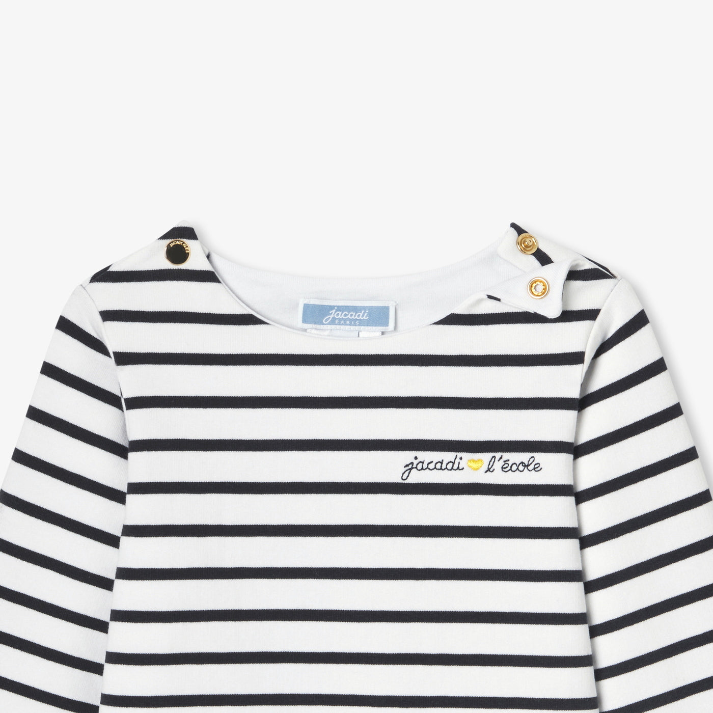 Baby girl Breton tee in lightweight fleece - blanc/marine