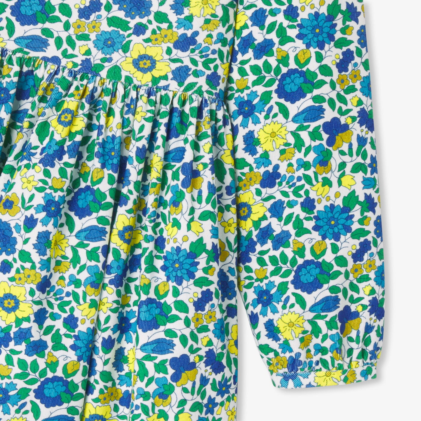 Girl dress in Liberty fabric velvet - blanc/multico