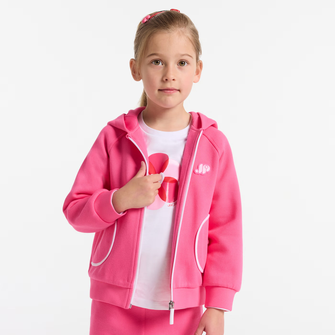 Girl zip-up sweatshirt - fuschia clair
