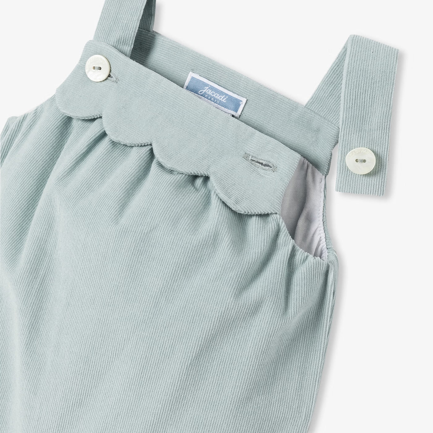 Baby girl velvet overalls - tilleul