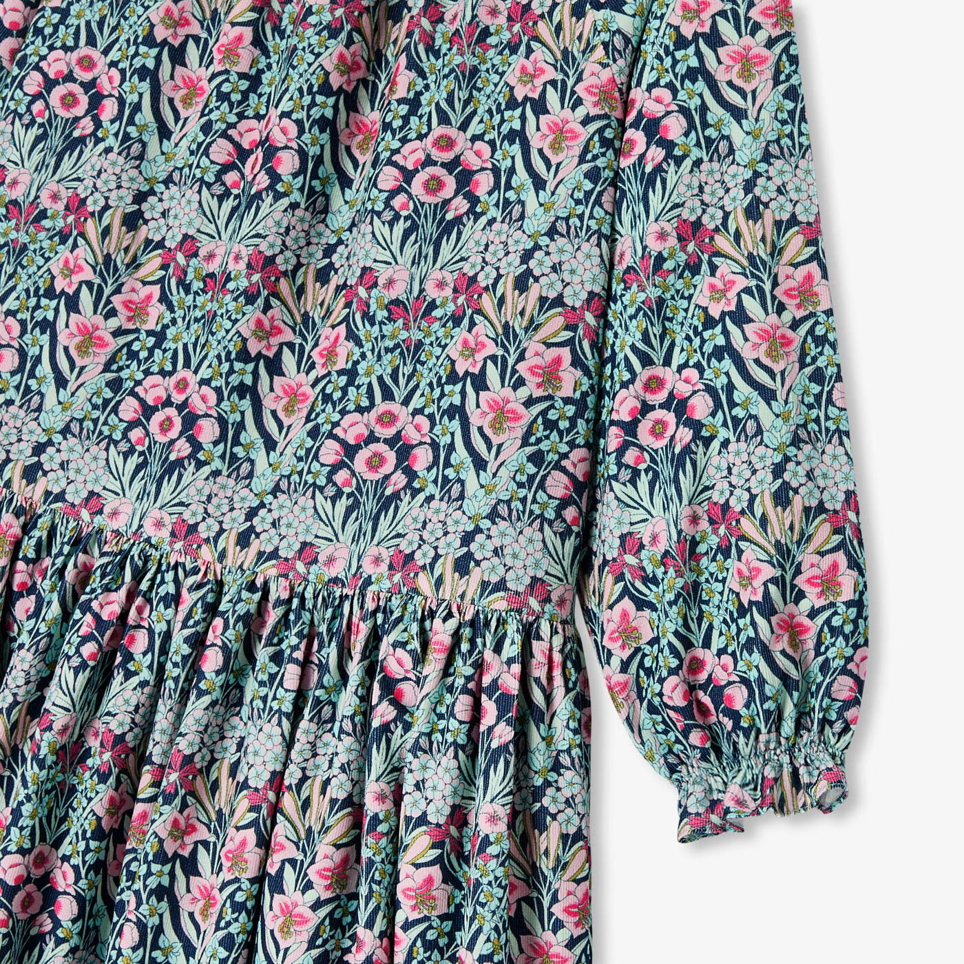 Girl dress in Liberty fabric - vert/multico