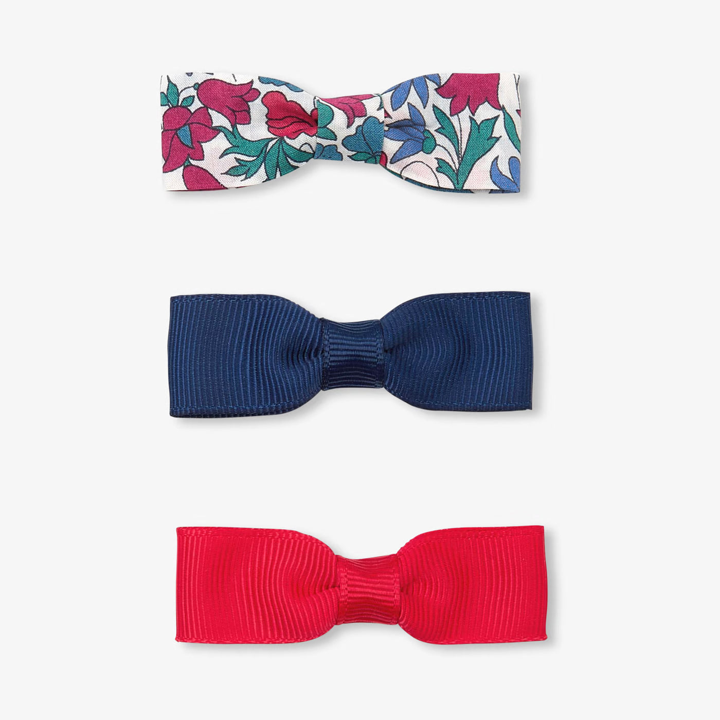 Trio of click-clack barrettes for girls - red/multicolor