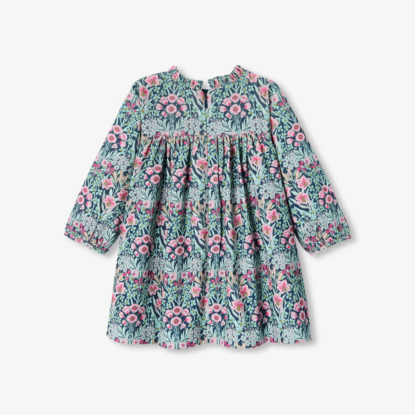 Baby girl dress in velvet Liberty fabric - bleu/multico