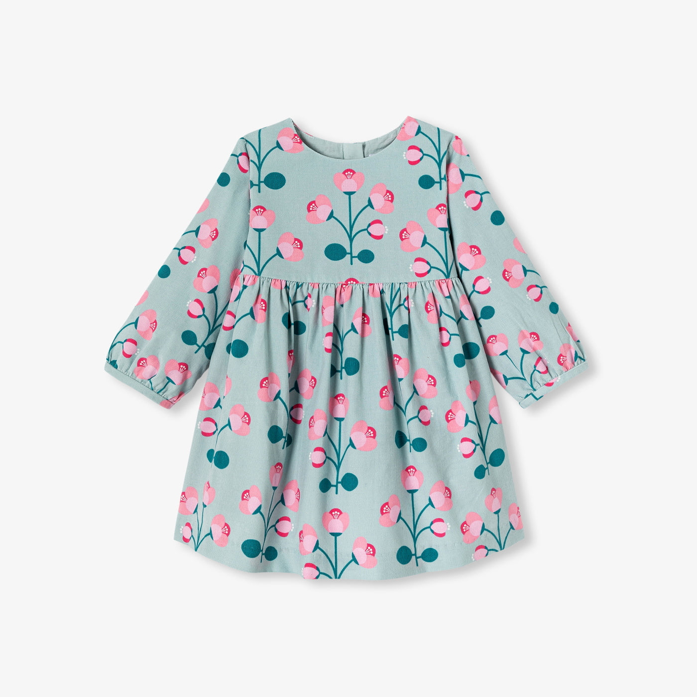 Baby girl velvet dress - vert/multico
