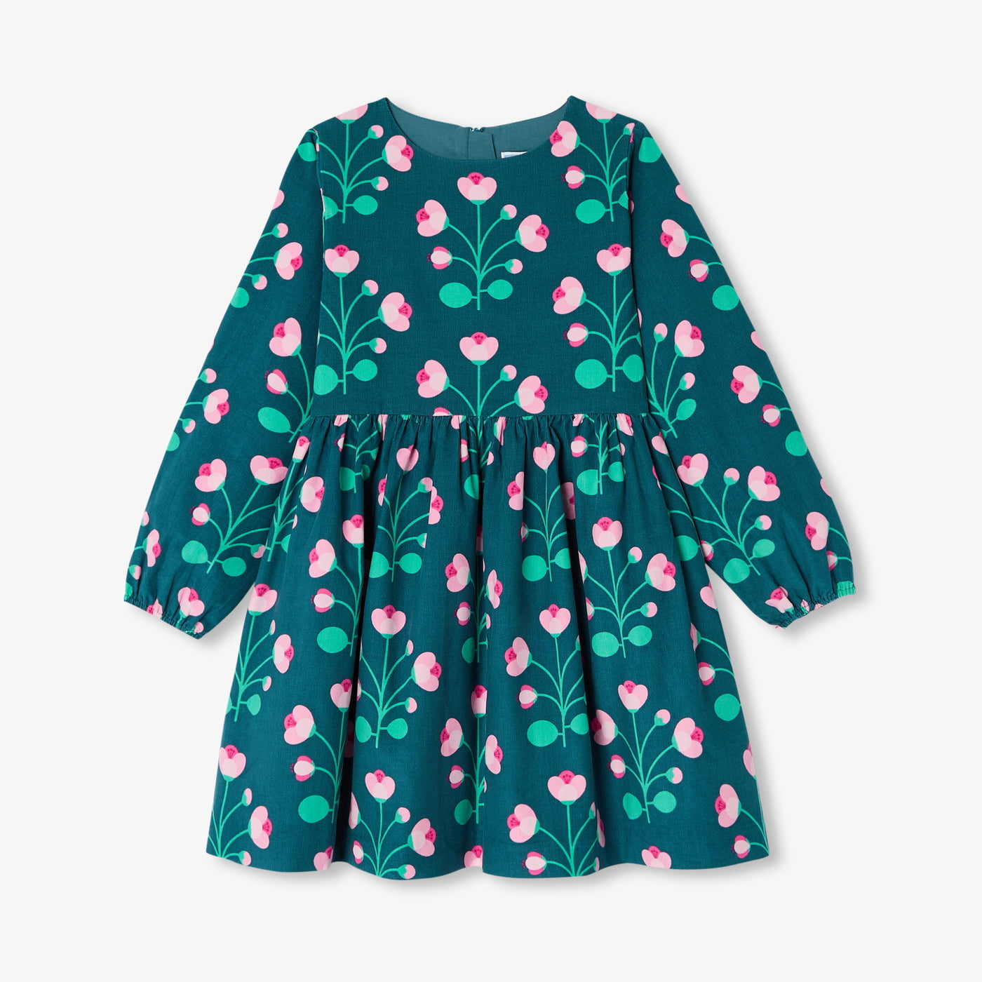 Girl dress in milleraies velvet - bleu/multico