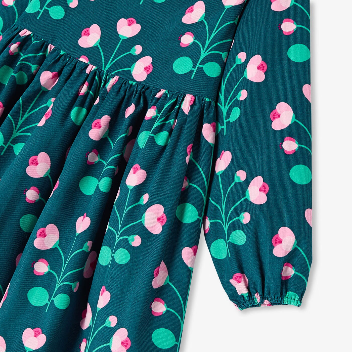 Girl dress in milleraies velvet - bleu/multico