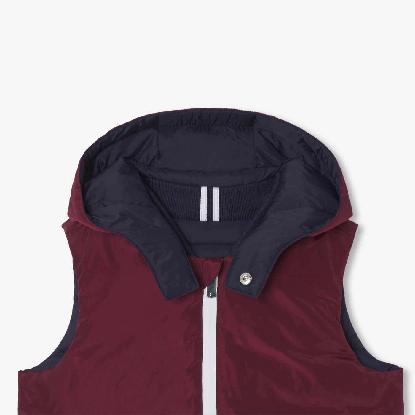 Boy reversible sleeveless down jacket - marine/bordeaux