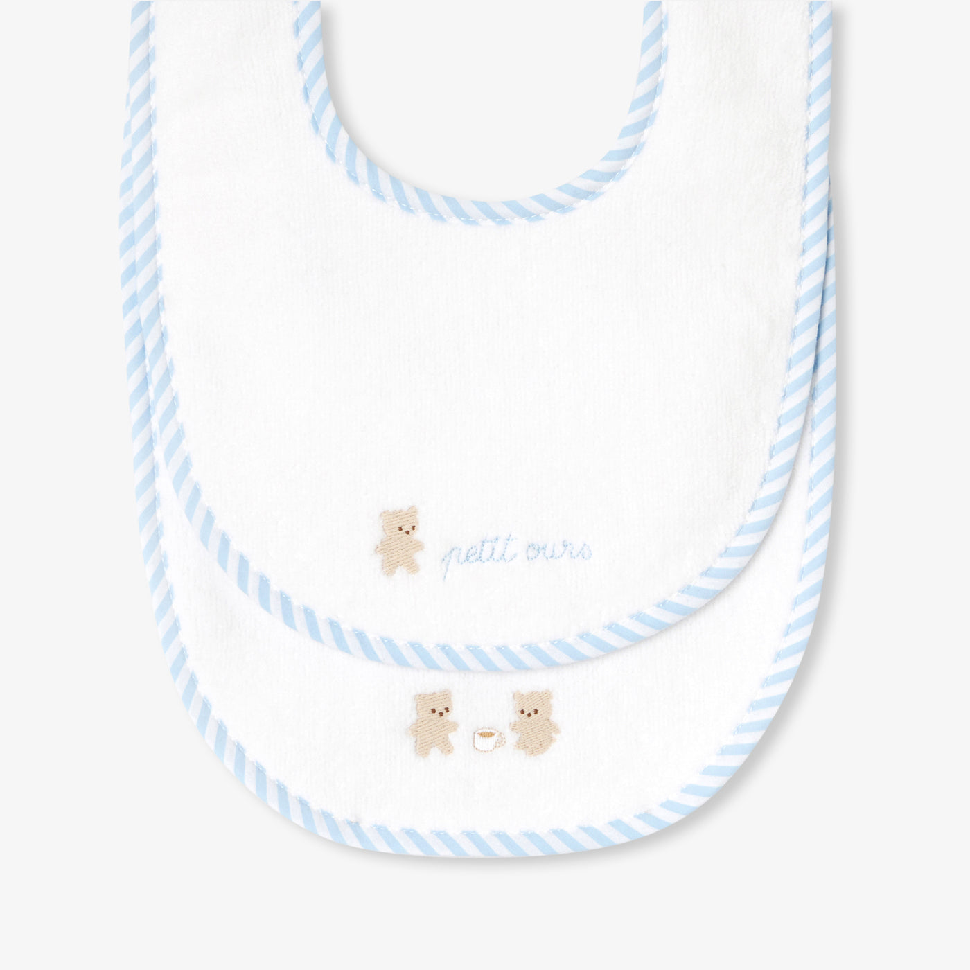 Baby boy set of 2 terry bibs - blanc/bleu