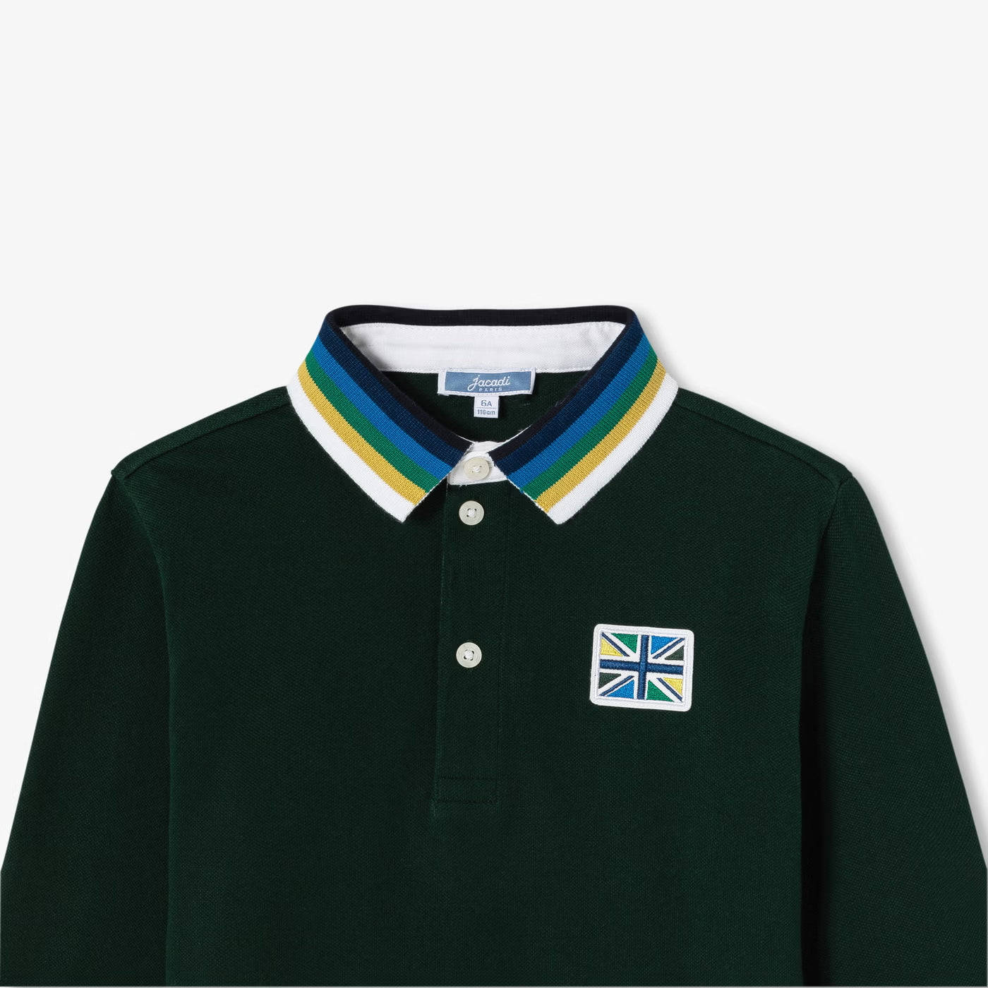 Boy polo shirt in cotton piqué - vert sapin