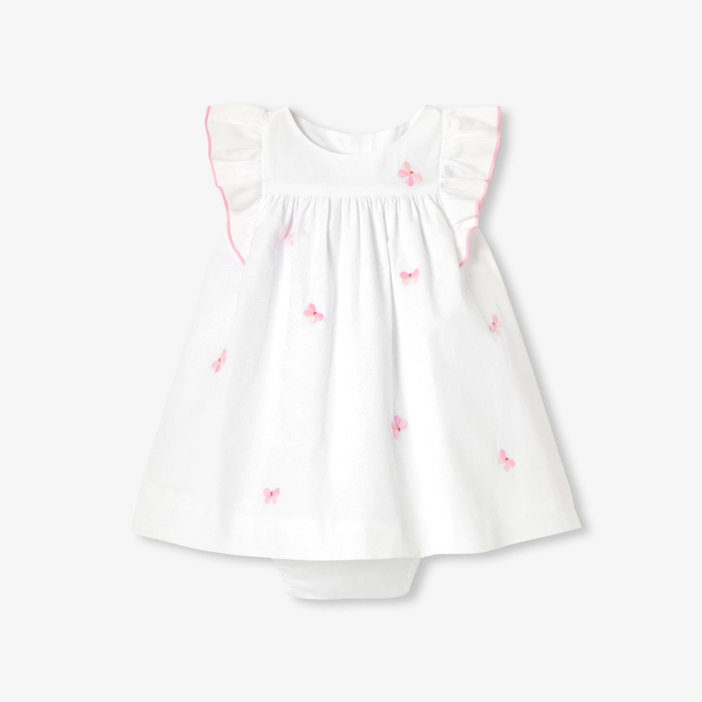 Baby girl dress in cotton poplin - blanc/multico