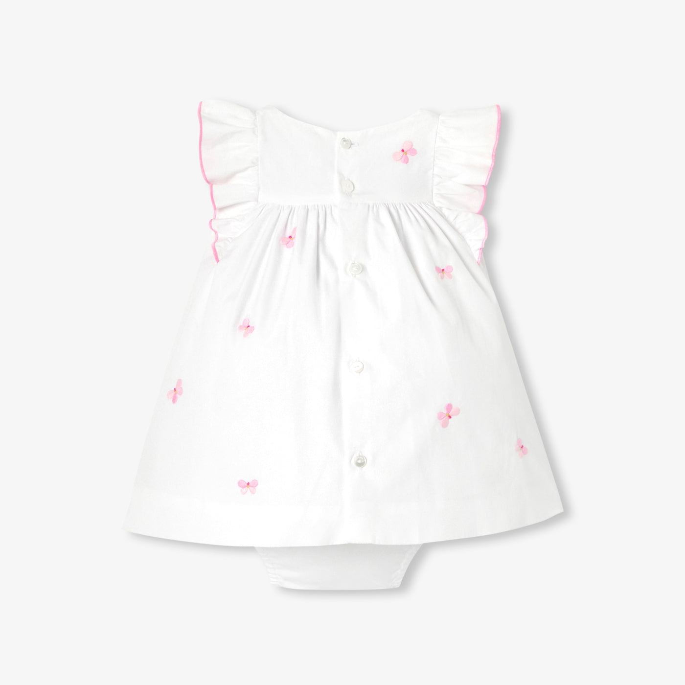 Baby girl dress in cotton poplin - blanc/multico