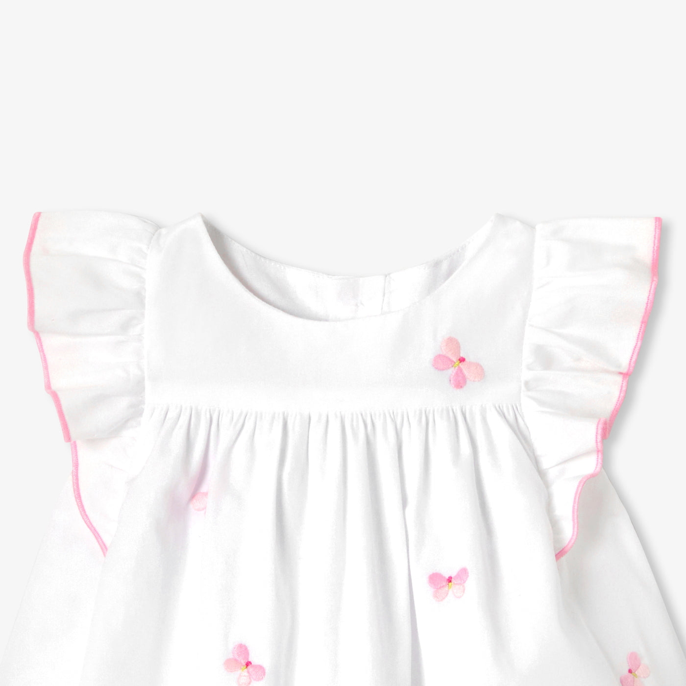 Baby girl dress in cotton poplin - blanc/multico