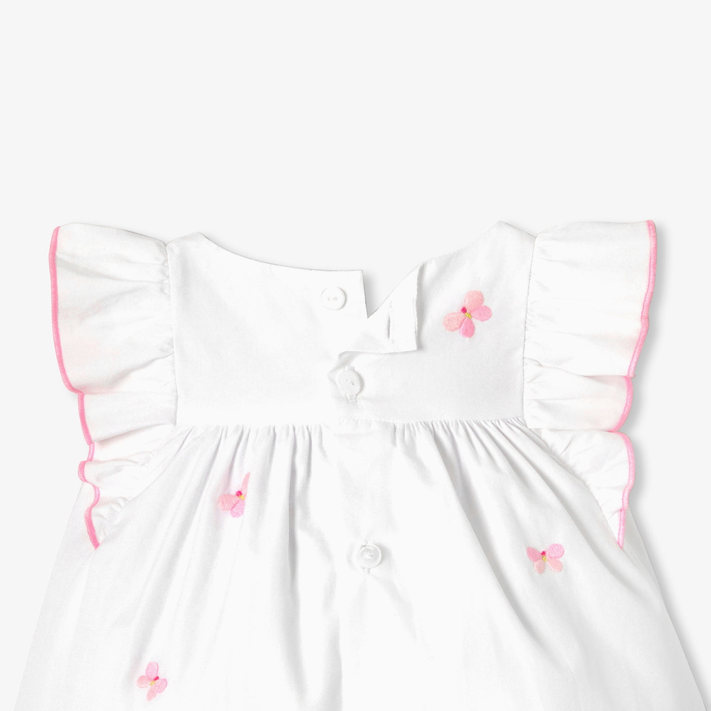 Baby girl dress in cotton poplin - blanc/multico