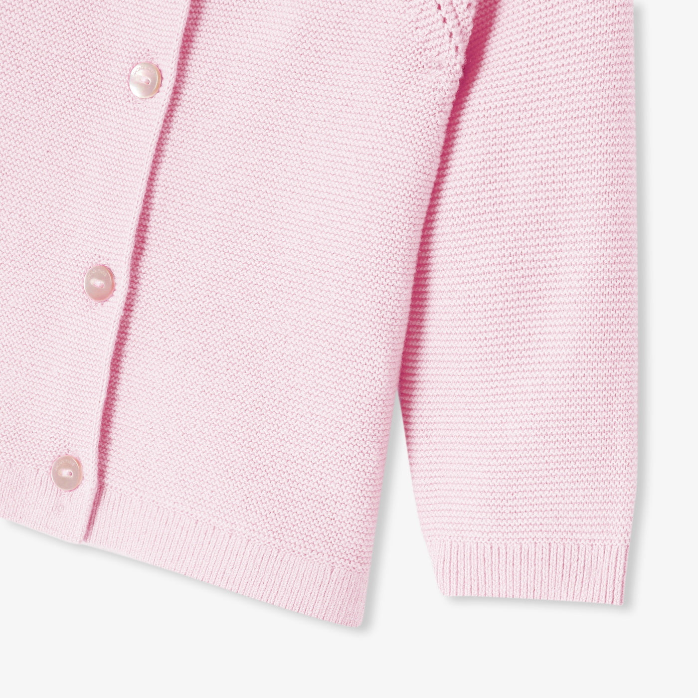 Baby girl cardigan in garter stitch cotton - rose pale jacadi