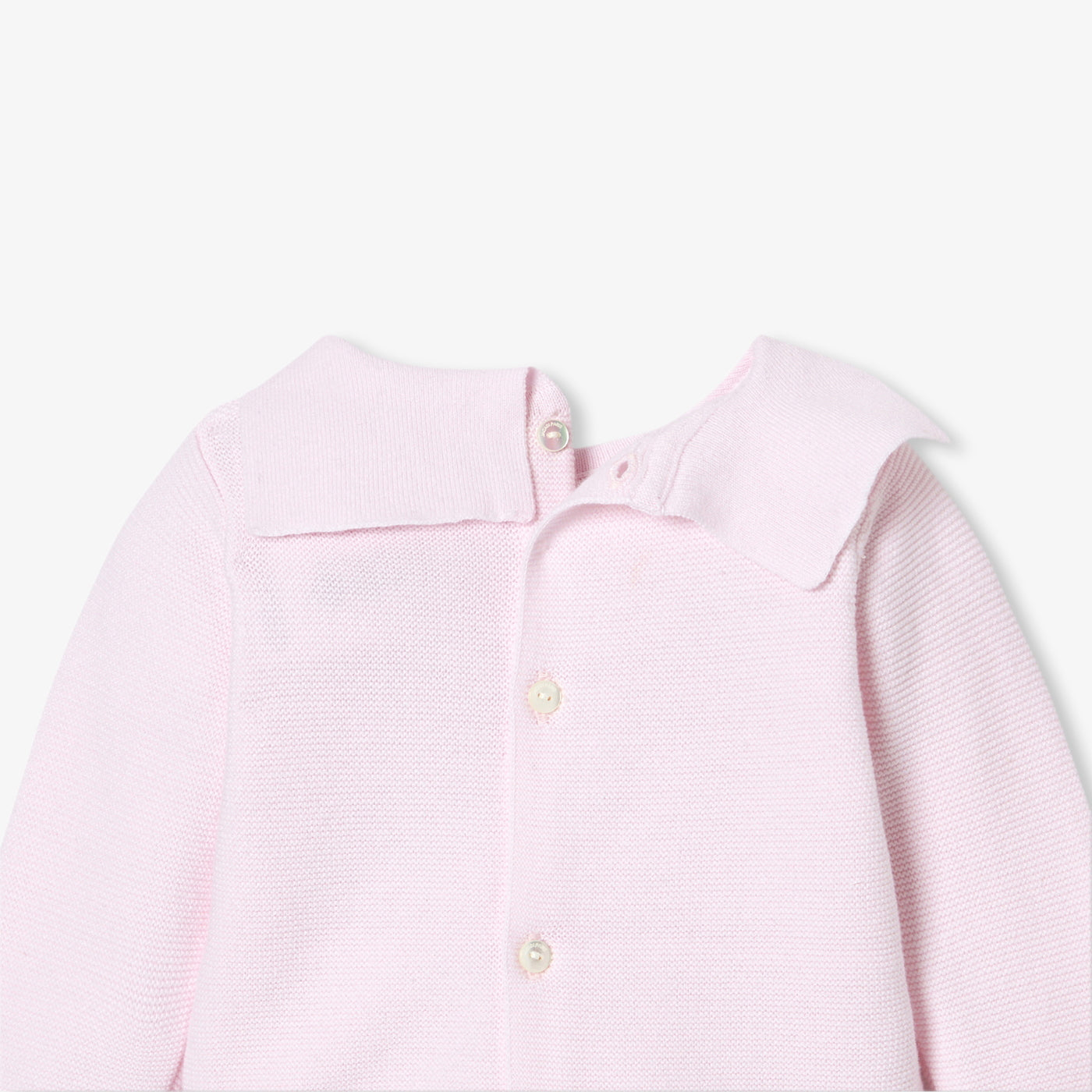 Baby girl set in garter stitch cotton - rose pale jacadi