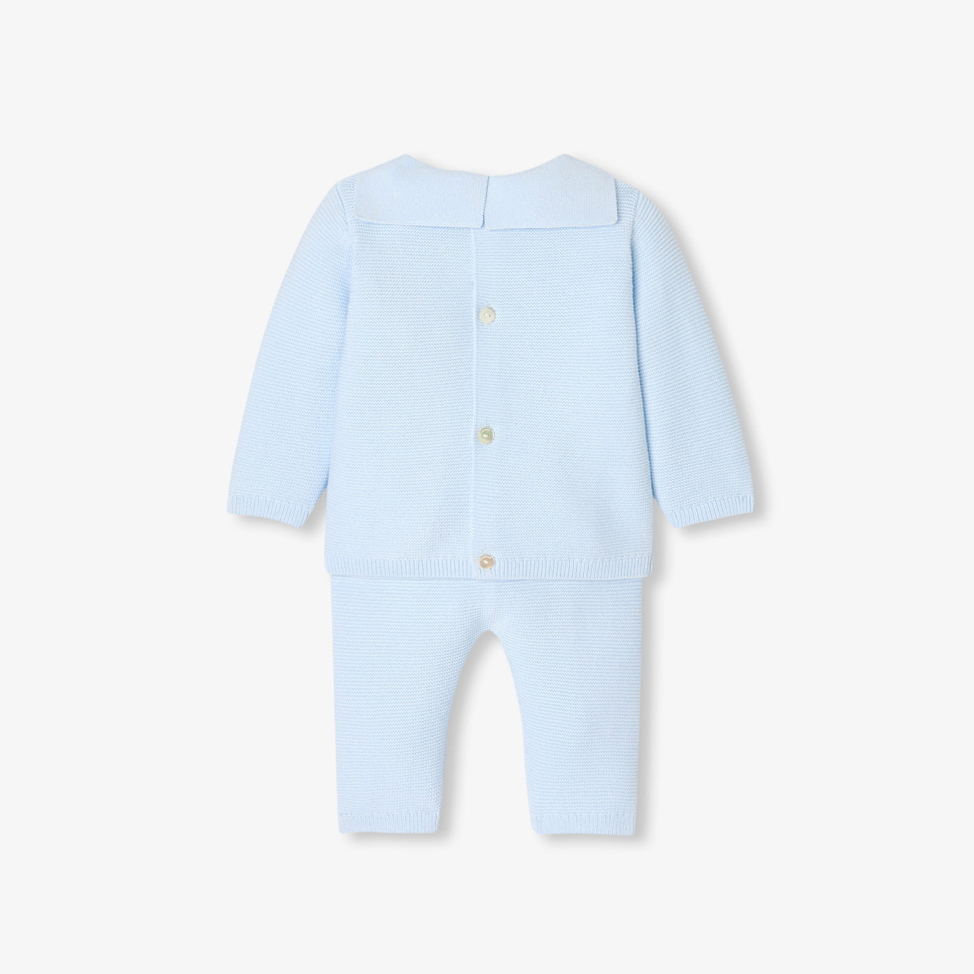Baby boy set in garter stitch - bleu pale