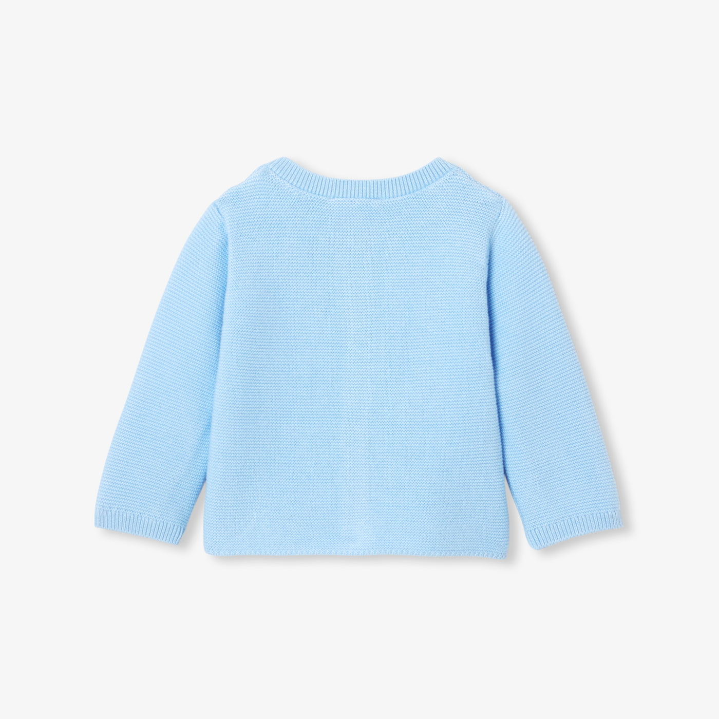 Baby cardigan in garter stitch cotton - bleu ocean