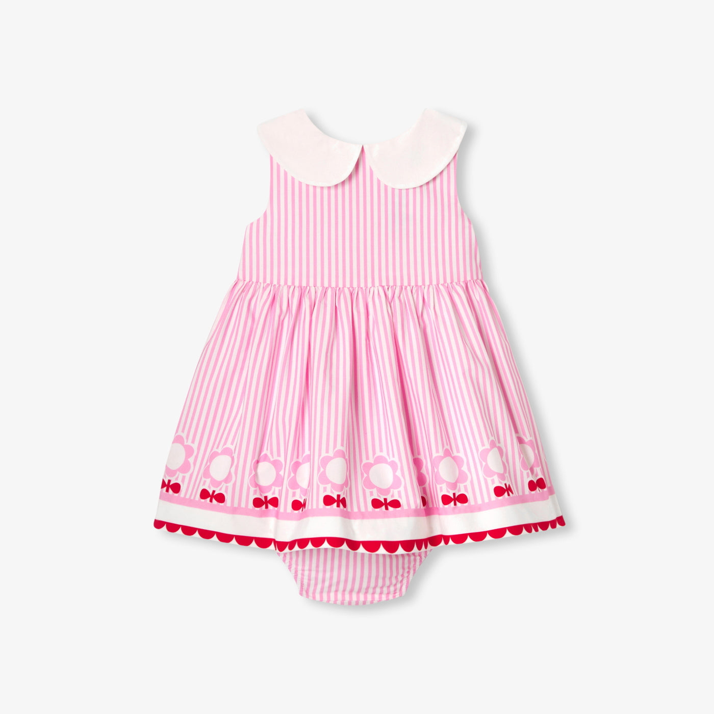 Baby girl sleeveless dress in poplin - rose/multico