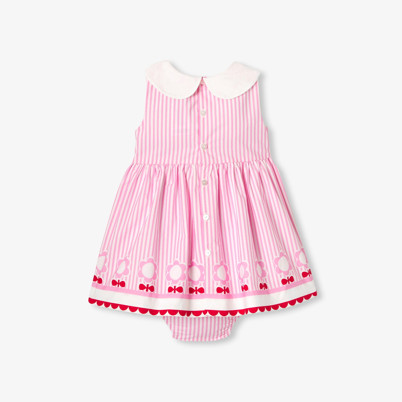 Baby girl sleeveless dress in poplin - rose/multico