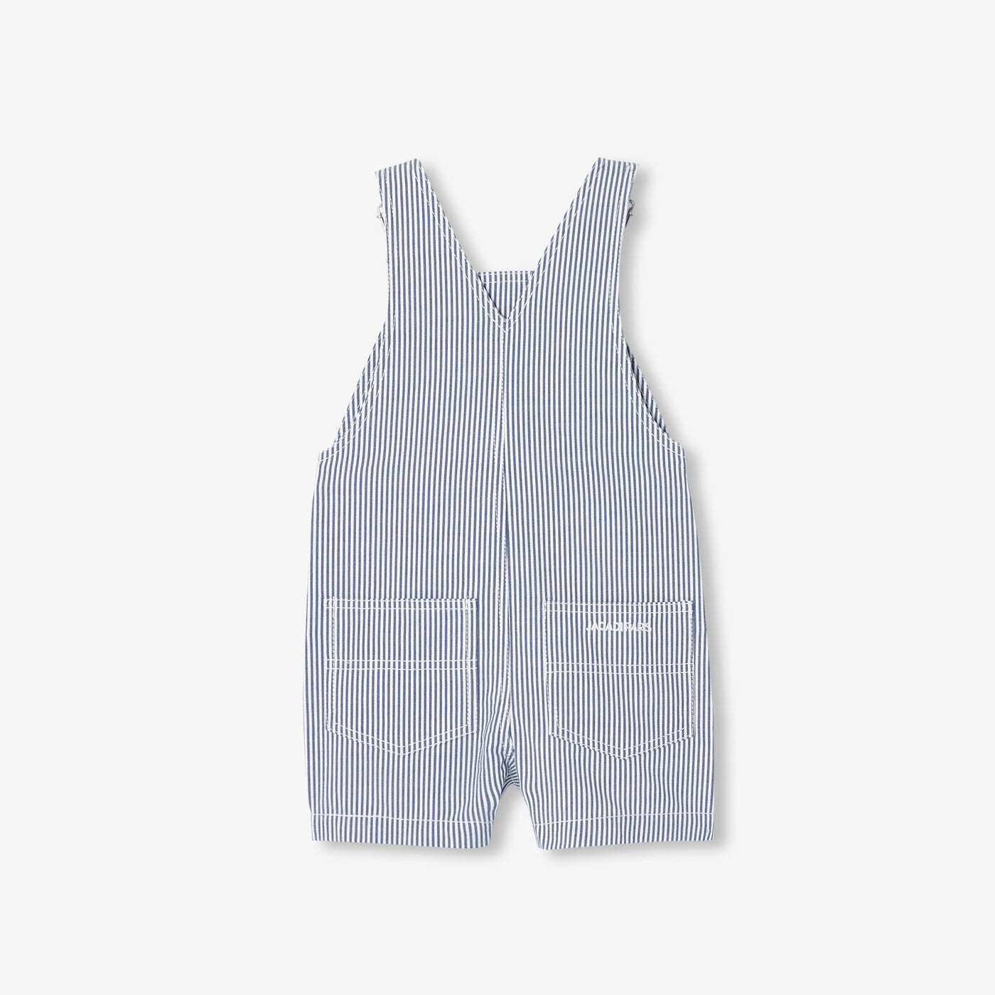 Baby boy striped twill dungaree shorts - blanc/bleu