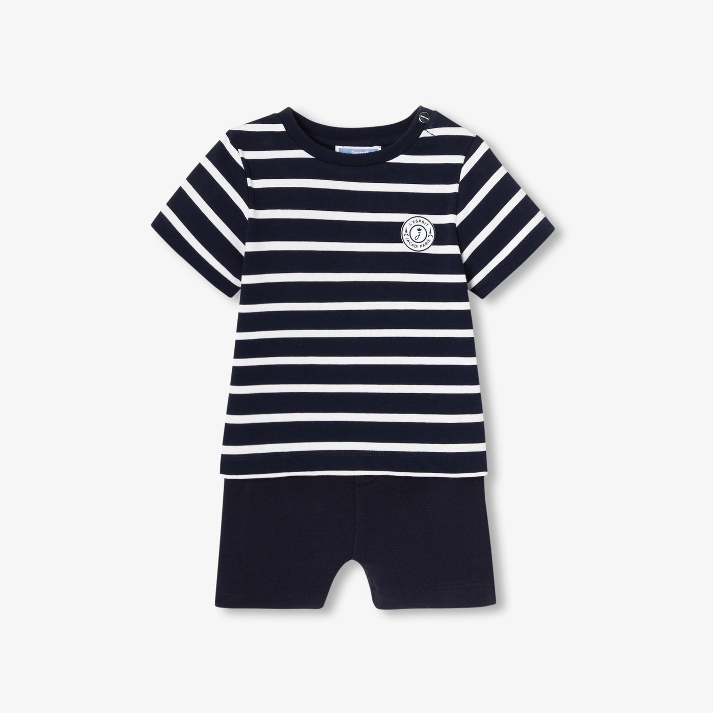 Baby boy cotton shorts set - marine/blanc