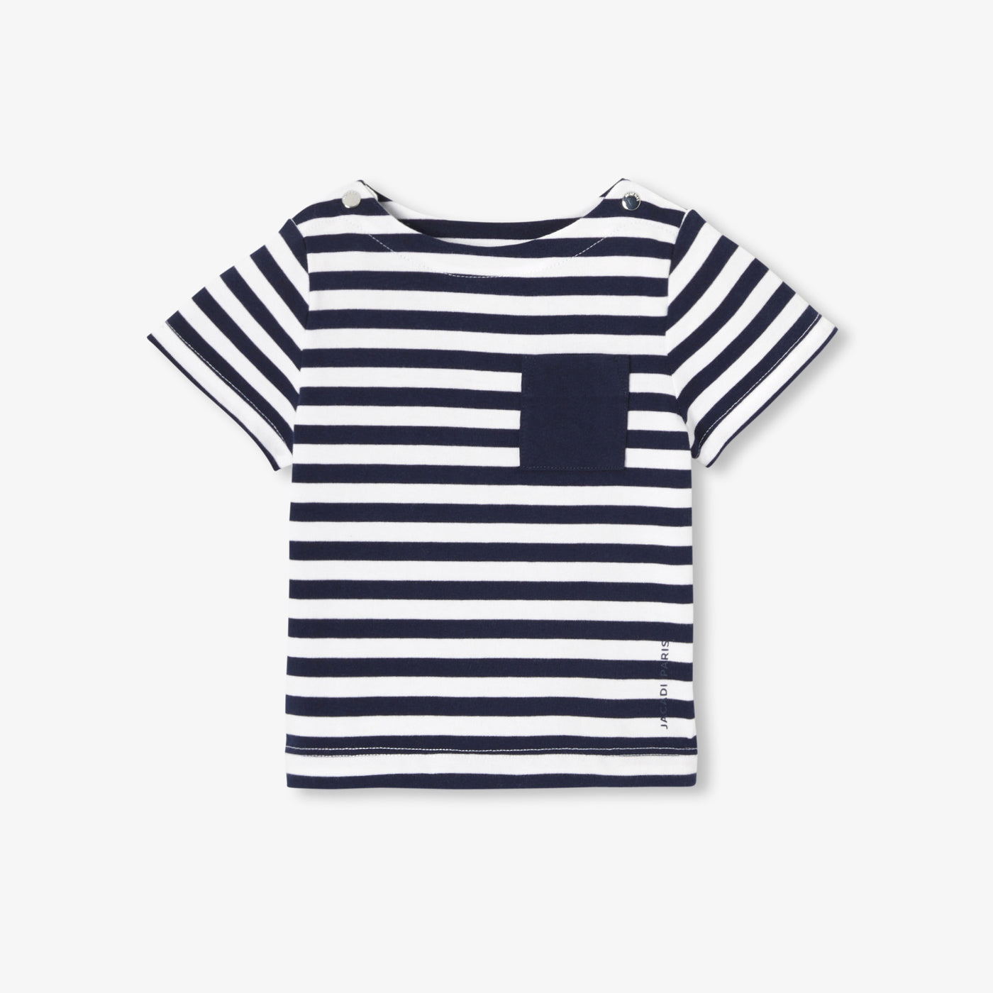 Baby boy striped cotton T-shirt - blanc/marine