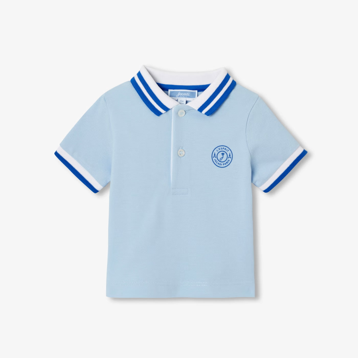 Baby boy short-sleeved polo shirt - bleu clair jacadi