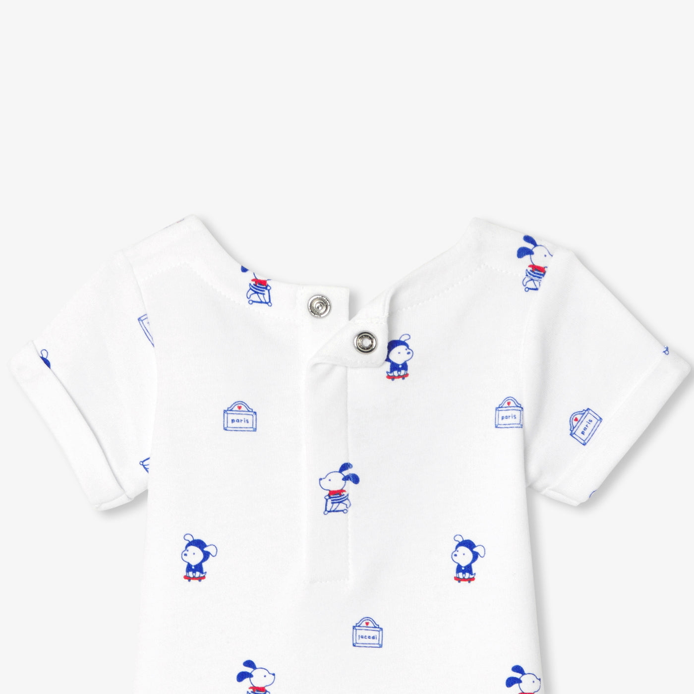 Baby boy interlock cotton bodysuit - blanc/multico