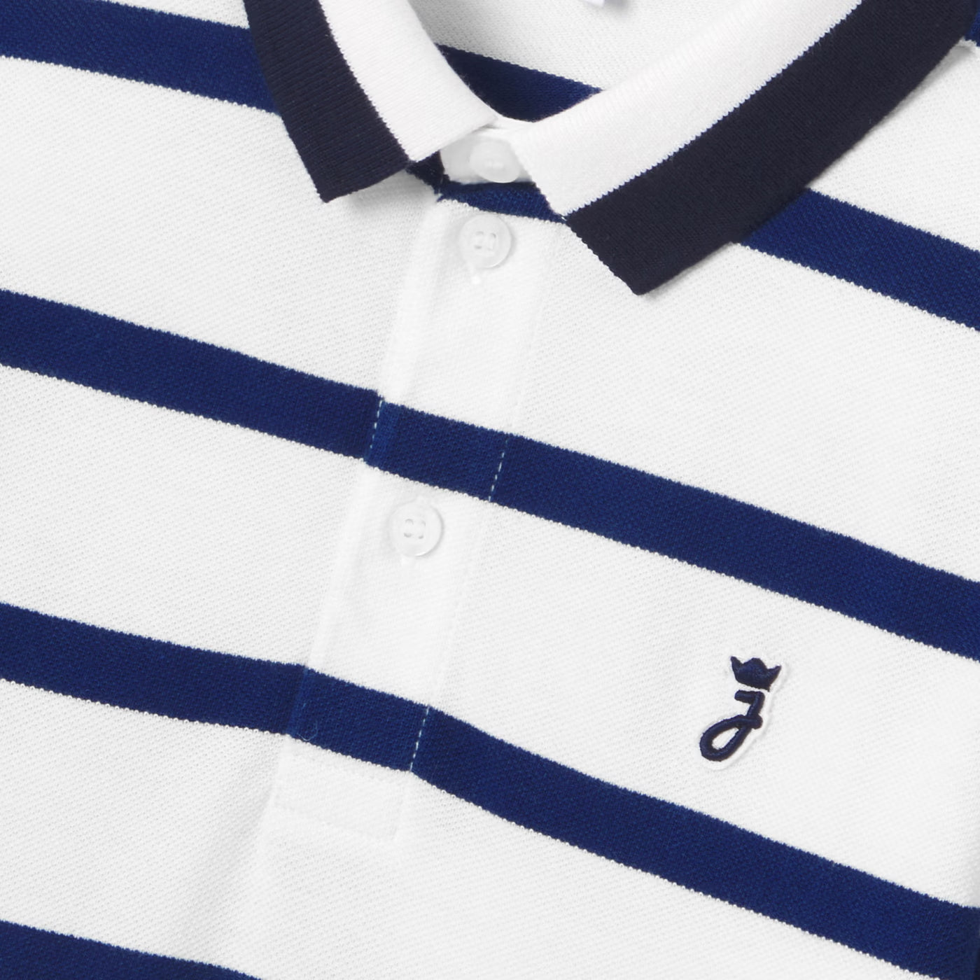Boy striped cotton piqué polo shirt - blanc casse/marine