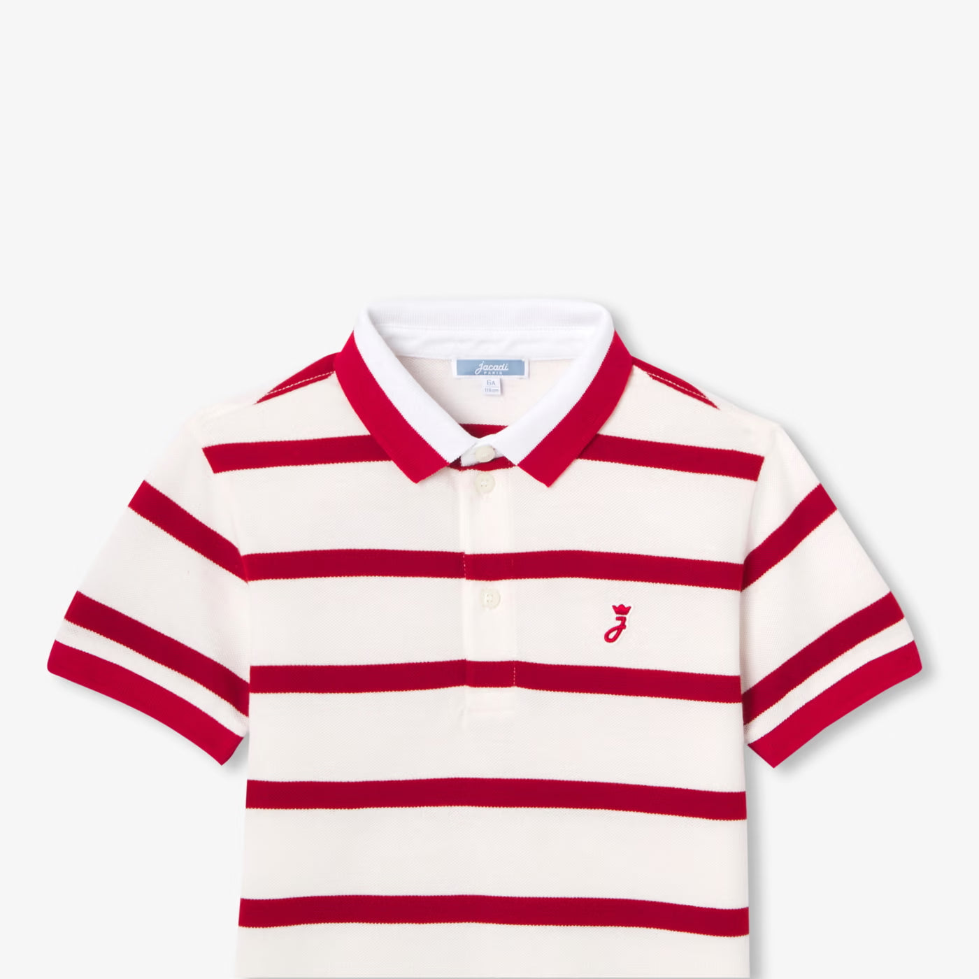 Boy striped cotton piqué polo shirt - blanc/rouge