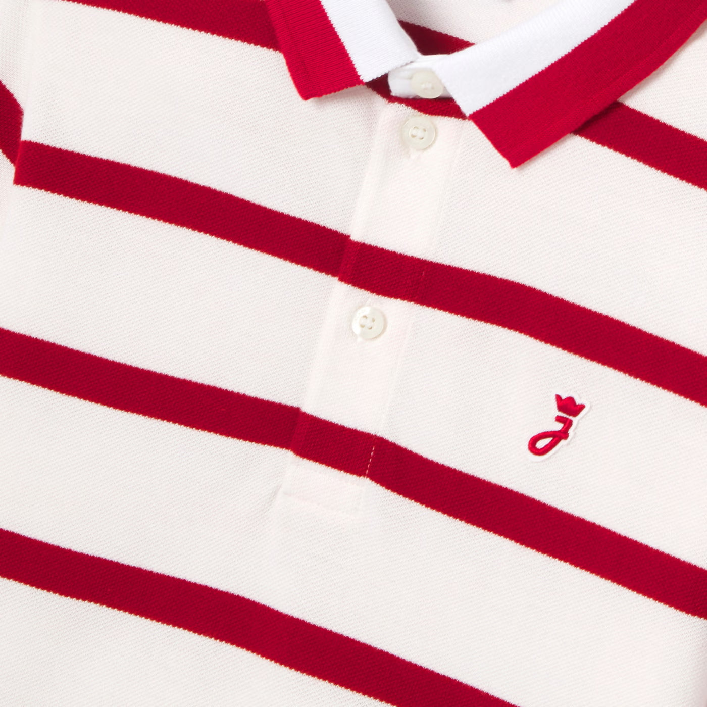 Boy striped cotton piqué polo shirt - blanc/rouge
