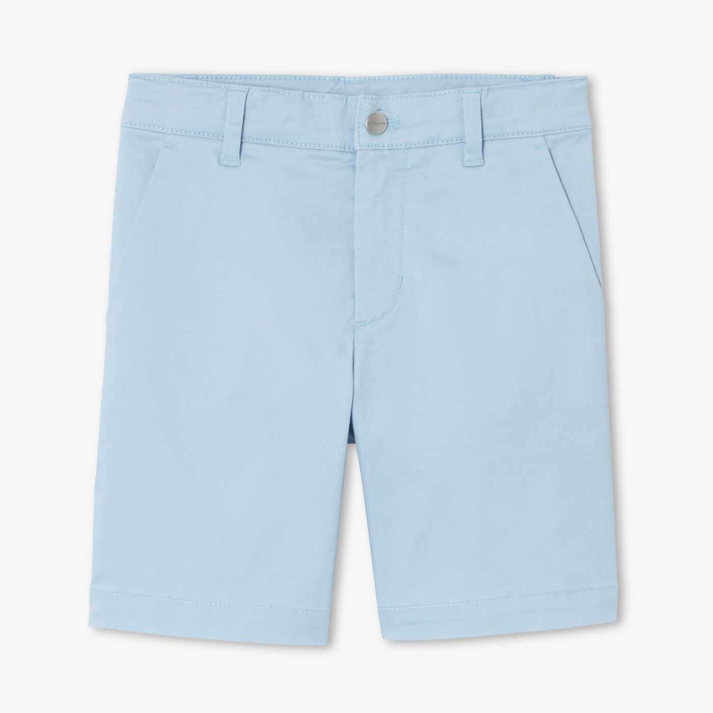 Boys' twill cotton Bermuda shorts - bleu toile