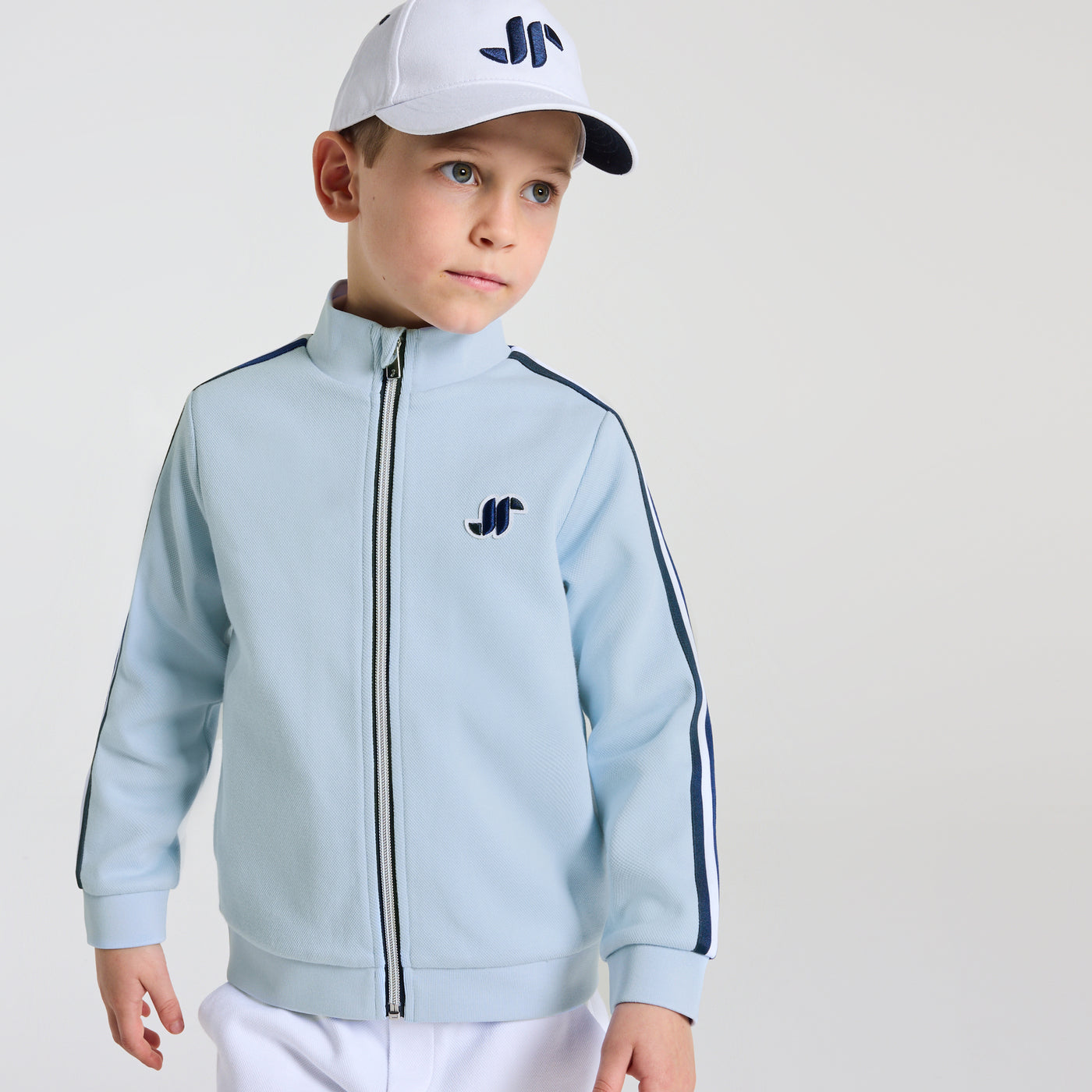 Boys' double-sided piqué zip-up sweatshirt - bleu clair jacadi