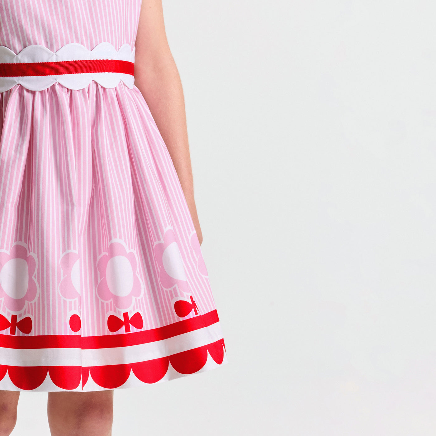 Girl striped poplin dress - rose/multico