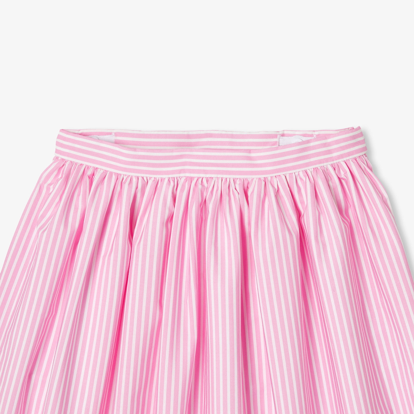 Girl striped mid-length poplin skirt - rose/multico