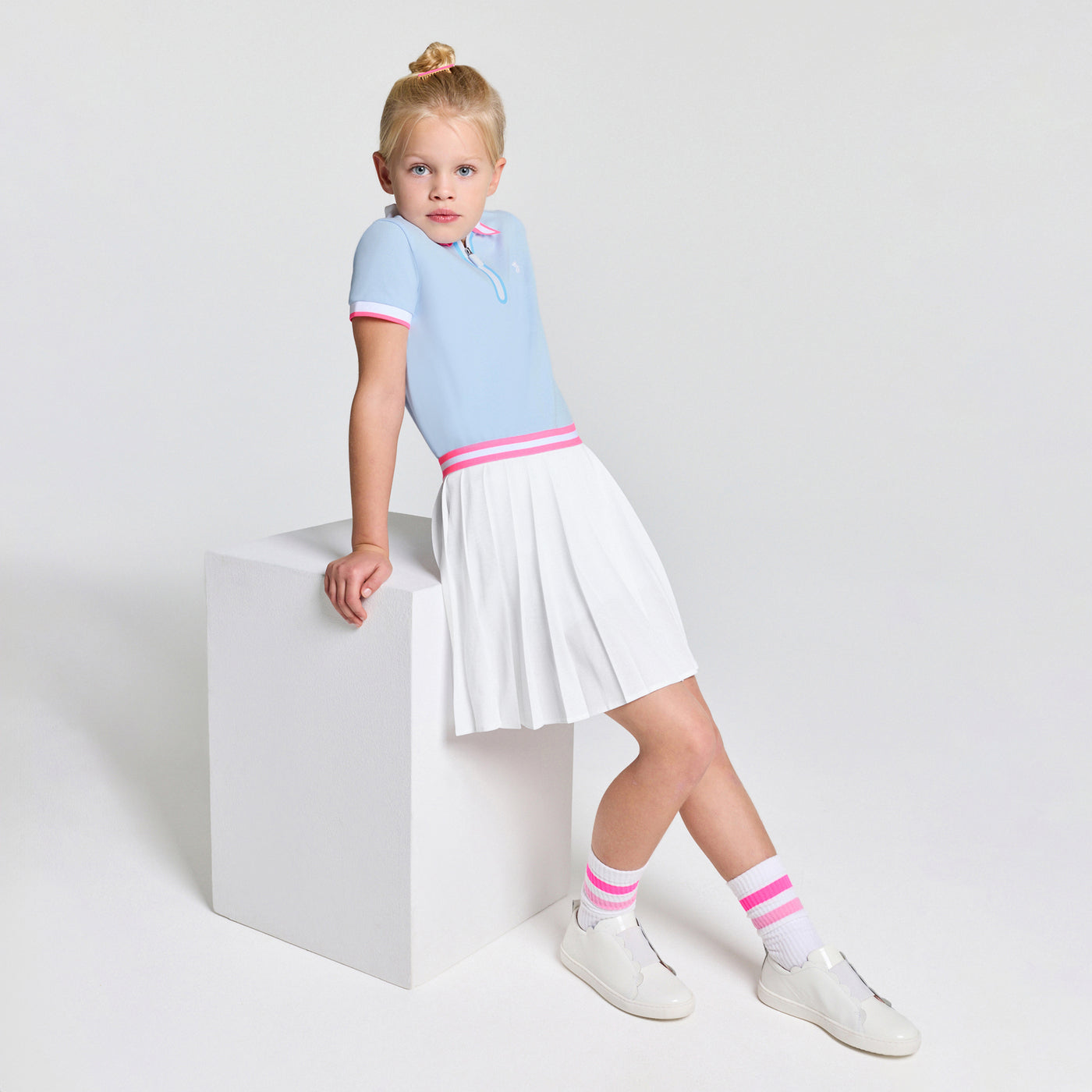 Girl short-sleeved polo shirt - nuage
