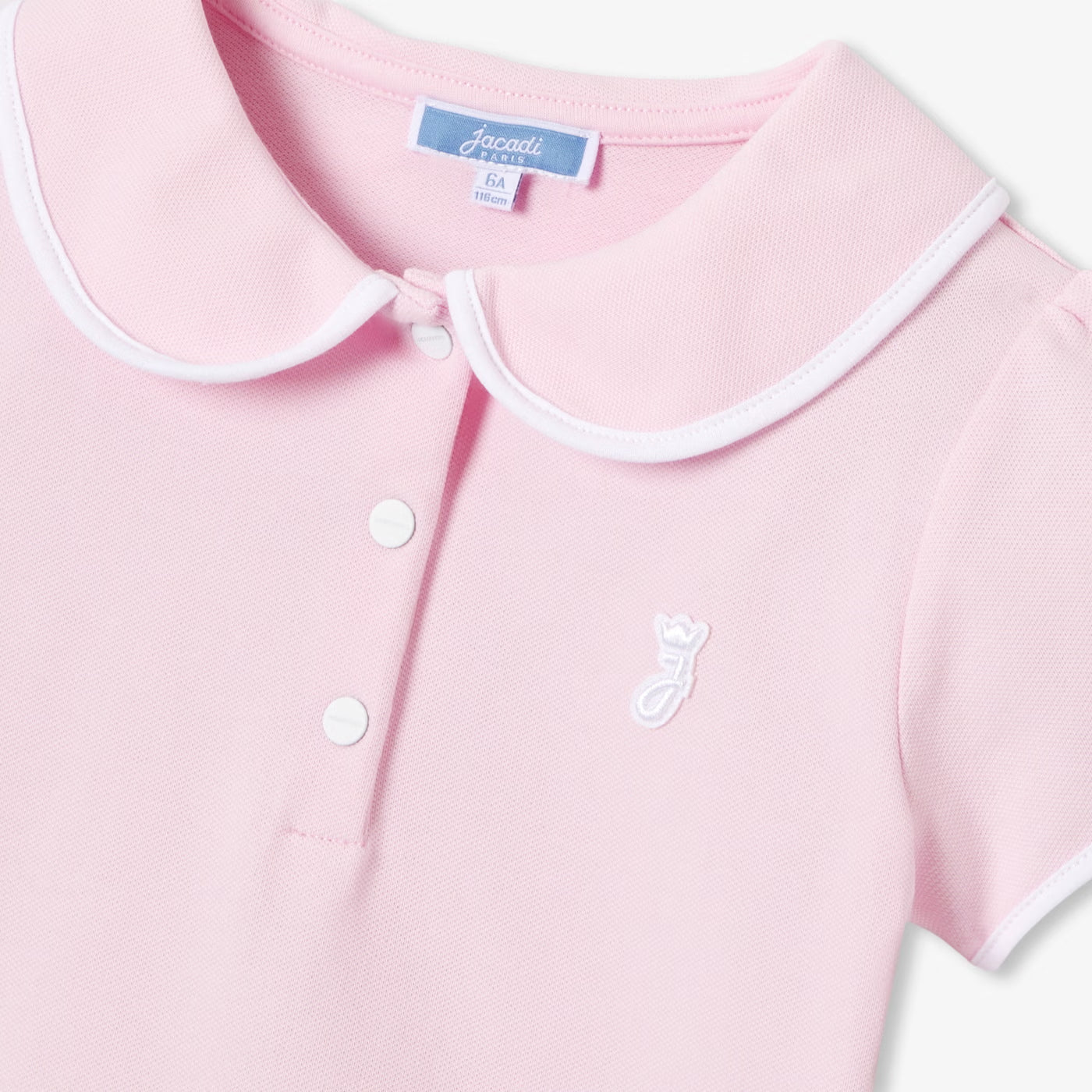 Girl short-sleeved polo shirt - rose poudre jacadi