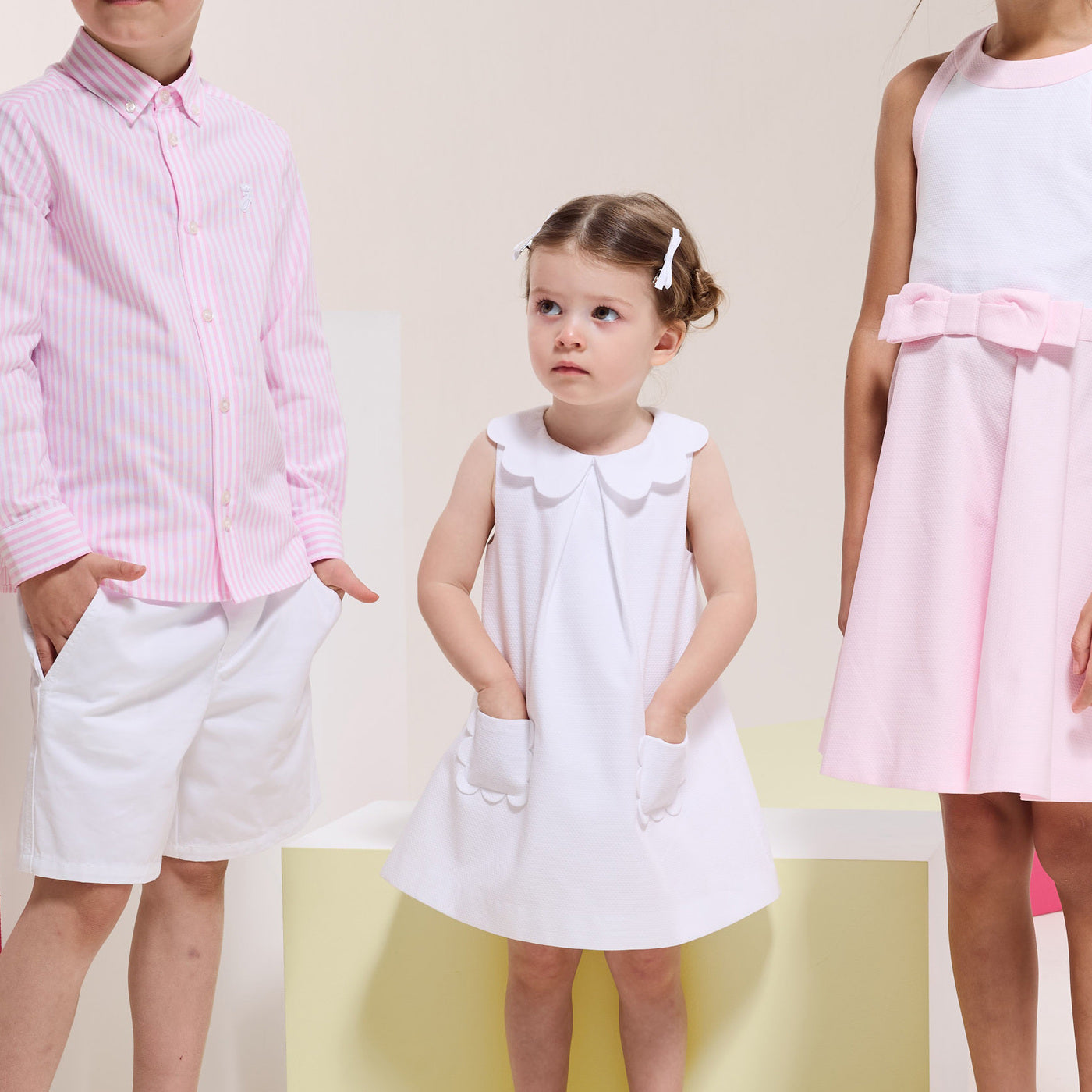 Boy cotton and linen Bermuda shorts - blanc jacadi