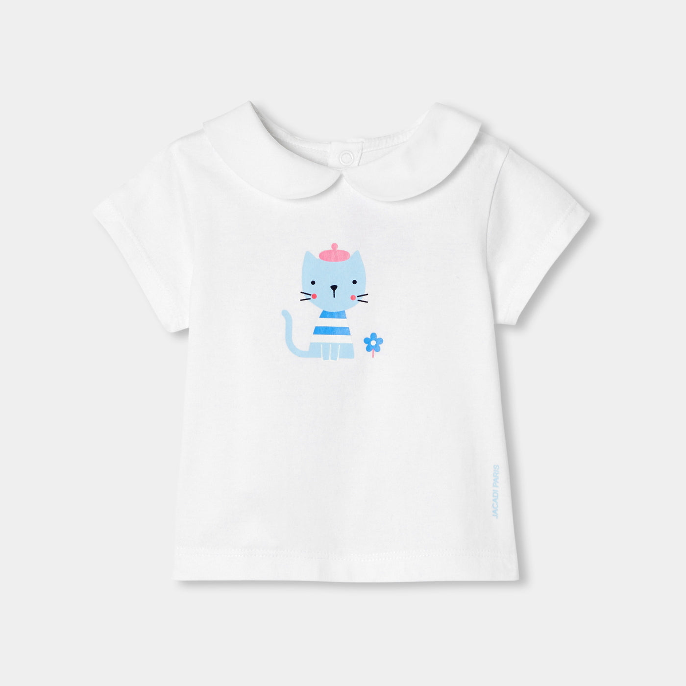 Baby girl cotton T-shirt with Peter Pan collar - blanc jacadi