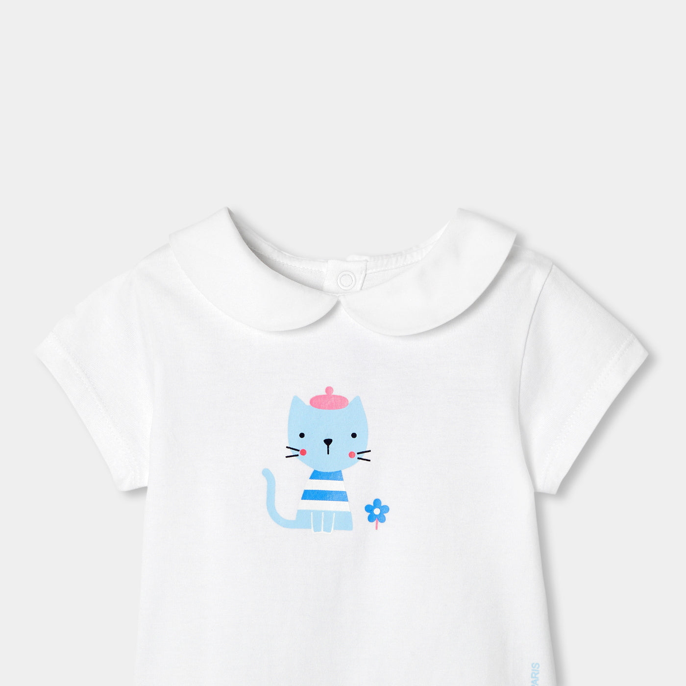 Baby girl cotton T-shirt with Peter Pan collar - blanc jacadi