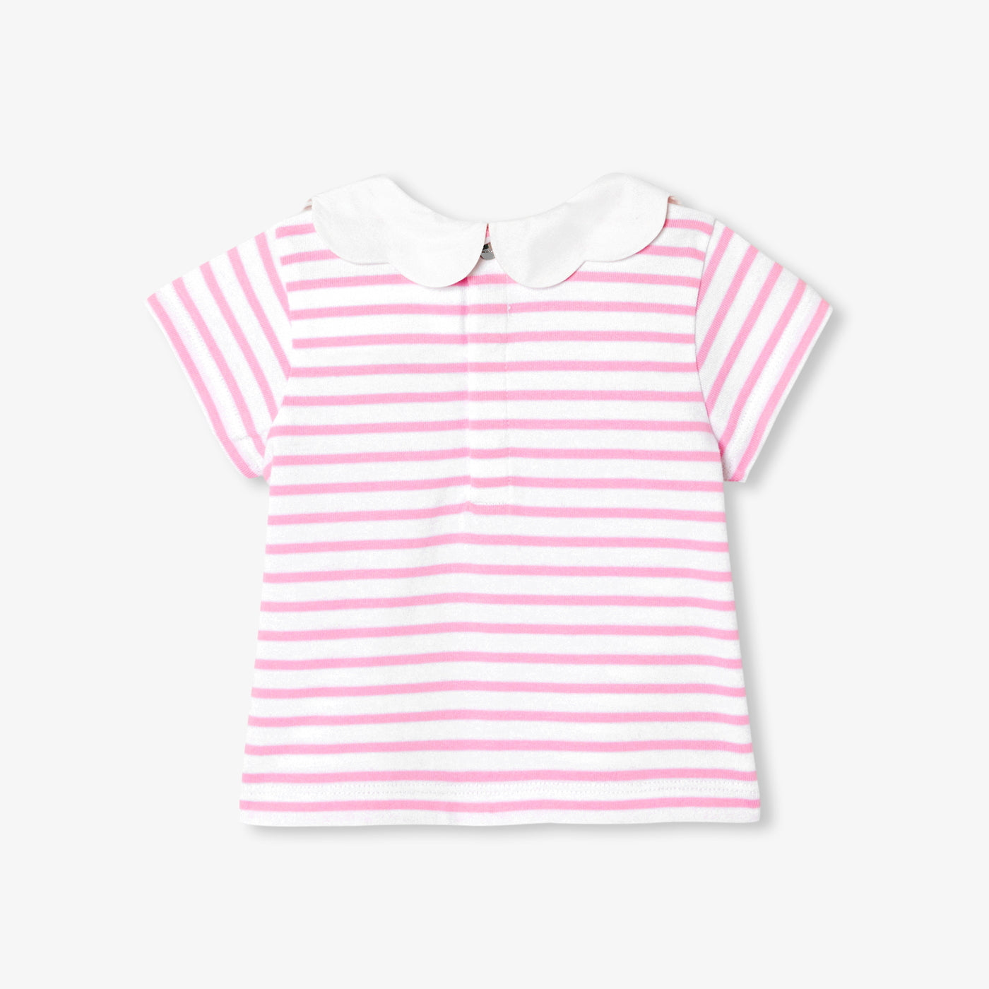 Baby girl cotton sailor top - blanc/rose